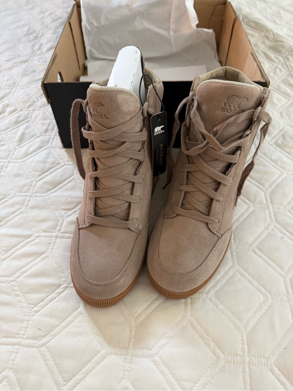 Sorel Women's Taupe Lace-Up Suede High-Top Boots